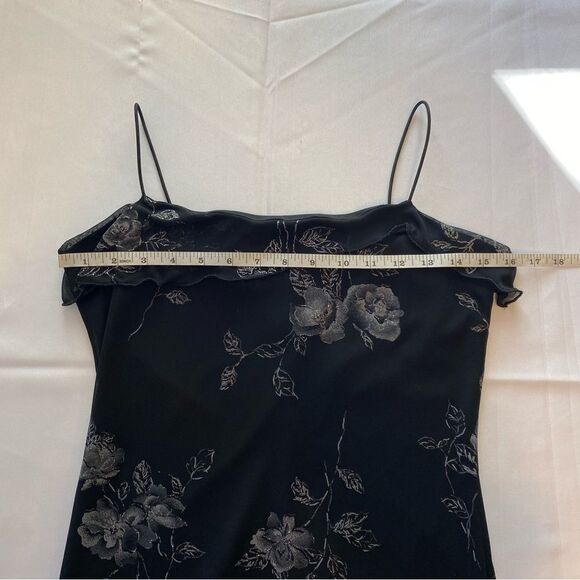 90s Byer Too! Deadstock Floral Black Midi Dress Size Small - Picture 11 of 13